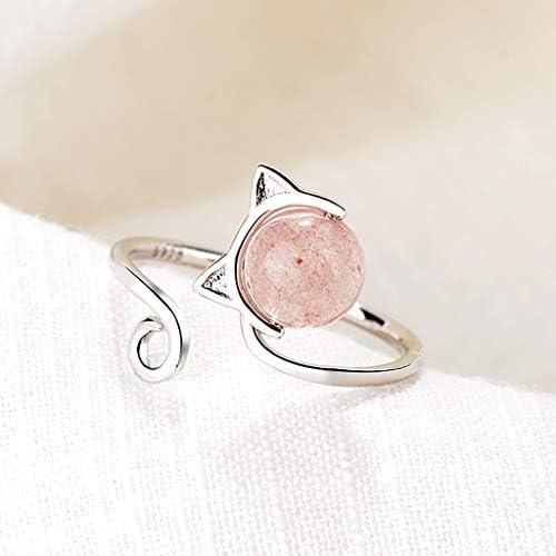 2023 Slatka kristalna mačaka za otvaranje mačaka podesivi ženski prsten za prsten od kristalnog kamena