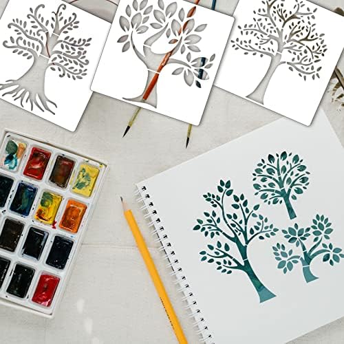 Llmsix 10 komada šablona porodičnog stabla, šablone za farbanje, farbanje šablona drveta kvadratnog porodičnog