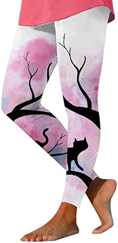 Noćni mačka Ispis Grafičke gamaše za žene Zimska tanka fleka Bootcut okača za kravate Dye Yoga Workout Active hlače pantalone