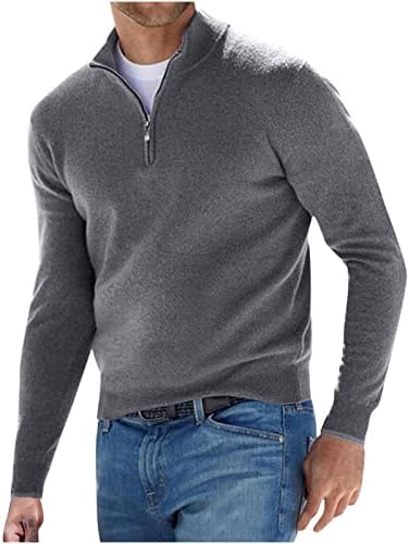 Muški tanak fit zip up džemper stand up up collar četvrt patentnih patentnih zatvarača vunene košulje od pulover