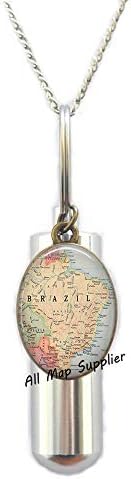 AllMapsupplier modna kremacija urna ogrlica, brazil Mapa Urn, Brazil Urn, Brazil Karta Nakit,