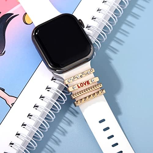 Metalni ukrasni nokti Kompatibilni sa Apple Watch Band 45/44 / 42/41/40 / 38mm Modni srčani redak ukrasni čari