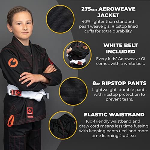 Zlato Bjj Kids Jiu Jitsu GI - Aeroweave Lagana omladinska uniforma za dječake i djevojke