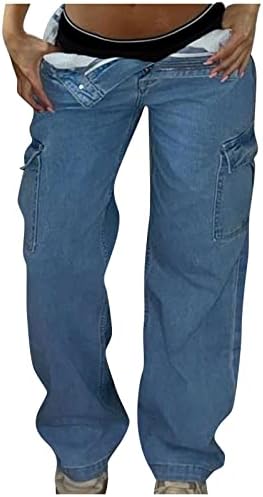Ženske teretne pantalone Bodycon pant za hlače sa hlačem Srednji uspon pantalone patentnih patentnih pauza pantriraju se ravno nogom s džepovima