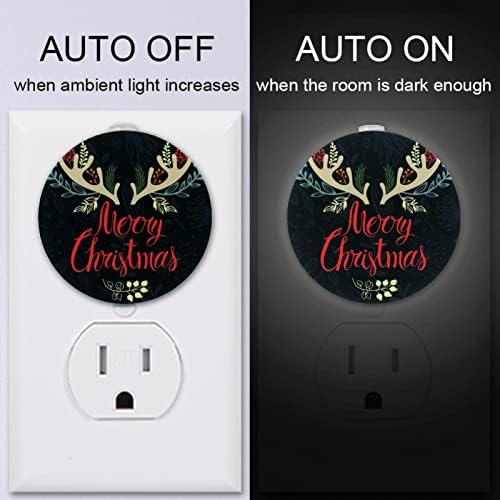 2 paketa Plug-in Nightlight LED Night Light Sretan Božić sa senzorom sumraka do zore za dječiju sobu, rasadnik,
