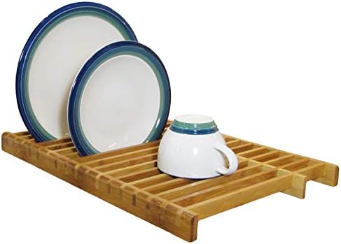 Kuhinja preko sudopera stalak za sušenje posuđa, odvodnik za tanjire za kuhinjsku radnu ploču, Prirodni bambus