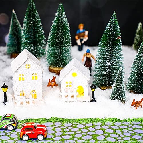 Jetec 2 kom božićno selo Pribor za božićno selo Brick Snow Road Village Street Mat ukrasi snježne cigle Mat za kućni vrt Božićno selo Pejzaž, 4,7 x 47,2 inča