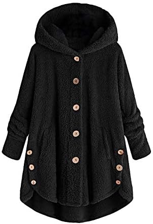 Ženski kaputi zima plus veličina gumba plišani vrhovi kapuljača kapuljača kaputacka jakna kaput dzep