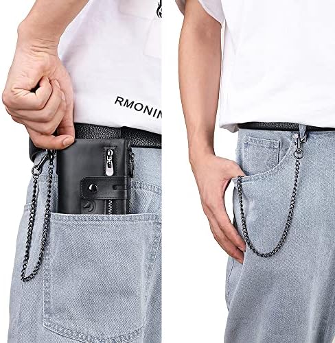 bill heart muški novčanik sa lancem torbica od prave kože RFID blocking bifold dvostruki džep sa zatvaračem