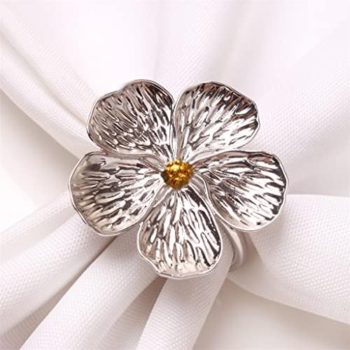 Lmmddp 12pcs / cvjetni salvetni prsten za salvetu Metaloil cvijet kopča salveta Pet-petal cvjetni prsten sa