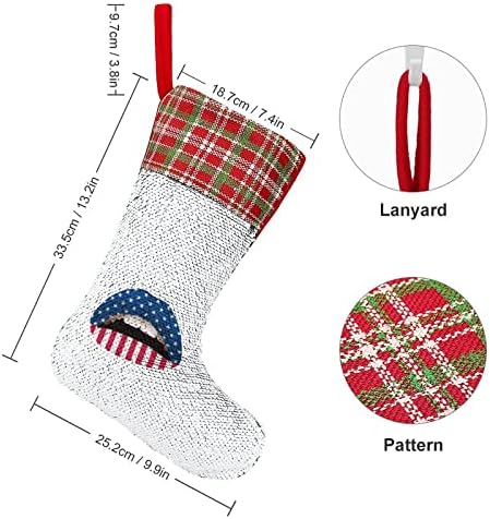 Američke usne sekfin božićni čarapa sjajni zid viseći ukras ukras za Xmas Tree Holiday Party