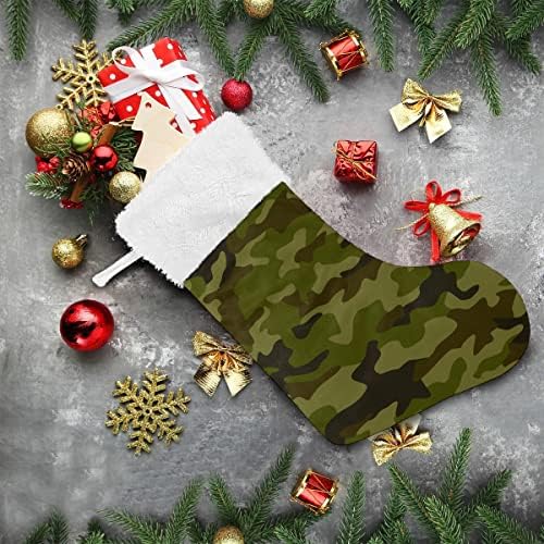 Božićne čarape Kamuflaž Zeleni uzorak Bijela plišana manžetna Mercerizirana Velvet Obiteljski odmor