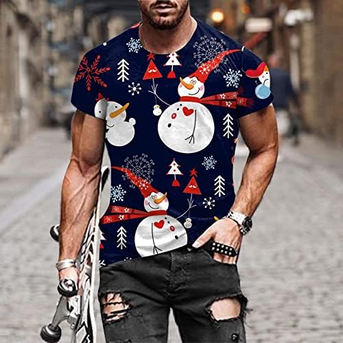 XXBR Božićni dizajner kratkih rukava majica kratkih rukava, ulica 3D smiješni Xmas Santa Claus Graphic Tee Novelty Party T tops