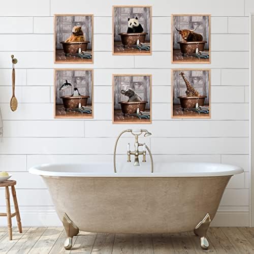 Zidna umjetnost u kupaonici štampanje životinja dekor za kupaonicu Set od 6 platnenih postera Slike Slike