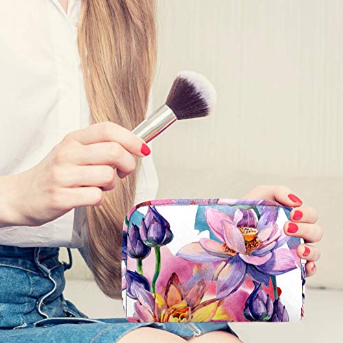 Leveis Lotus Wild cvijeće Vozlikolor Slikanje male torbice za šminku za torbicu Travel Kozmetička torba prijenosna toaletna torba za žene Djevojke Pokloni