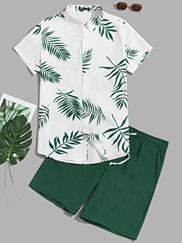FDSUFDY Two komad odijelo za muškarce Muška Tropicalna štampačka košulja i kratke hlače