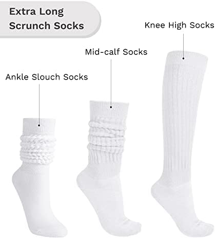 Jocmic 3 pari Slauch Socks žene Extra dugačke koljena High Scrounch čarape veličine 6-11