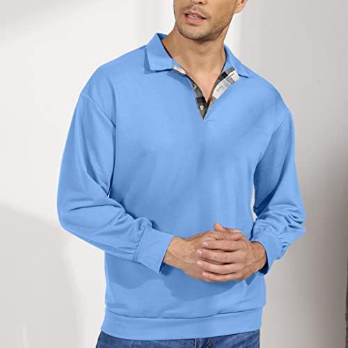 Piclion Muškarci Polo majica s dugim rukavima Labavi fit casual sport retro solid pulover dukserica