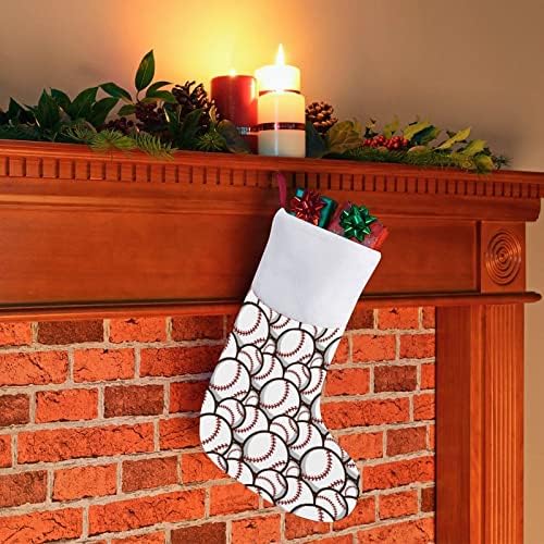 Baseball uzorak Božićne čarape za čarape sa plišanim kaminom visi za Xmas Tree Doc dekor