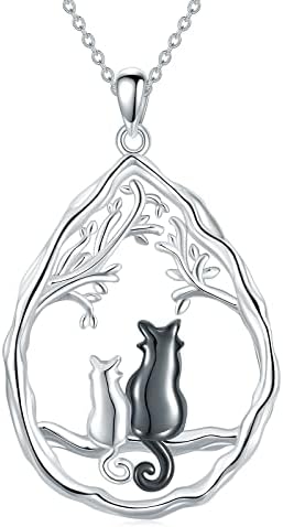 WINNICACA crna mačka ogrlica Sterling Silver mačka nakit životinja Pet mačka pokloni za žene Teens