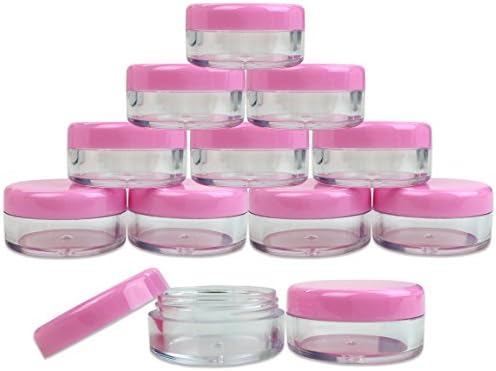 BeautiCom 5g / 5ml okrugle tegle sa ružičastim poklopcima za perle, dragulje, sjaj, čari, male umjetnosti i zanata - BPA besplatno