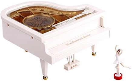 Jcare bijeli piano glazbena kutija WTIH plesač sata tipa rotacijska klasična mehanička jedinstvena igračka