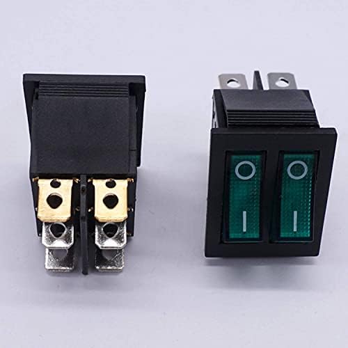 Make 2pcs AC 250V / 16A, 125V / 20A zeleno i zeleno dugme sa svetlošću na / isključeno DPDT 6