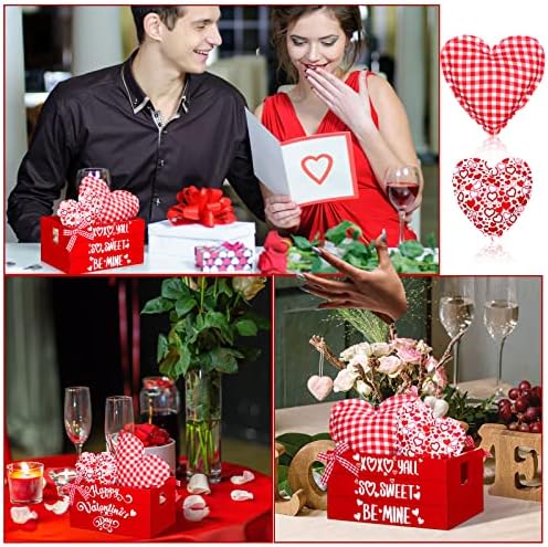 Valentinovo mini drveni nosač za valentinov dekor dekor drvene košare sa filcanim srčanim ukrasima Dekor za