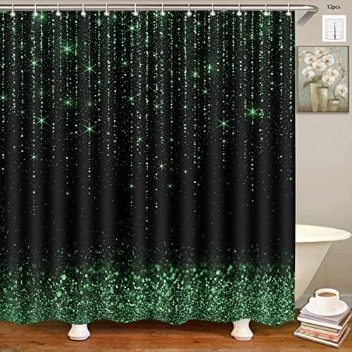 Latetomt modne zelene točke Shiny Sequin tuš za zavjese zelena crna Bling svjetlo slavlje kupatilo