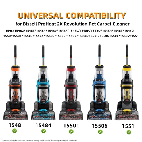 JEDELEOS set zamjenskog pojasa za Bissell ProHeat 2x Revolution pet Carpet Cleaner, odgovara modelima 1548, 1551, 1551w, 1550 serija, zamijenite dijelove 1606419, 1606418 & 1606428