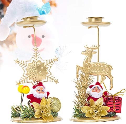 PRETYZOOM 2kom Božić svijećnjak Ornament Božić svijeća pahuljica Elk petokraka zvijezda Božić svijećnjak Party dekoracija Party Favors