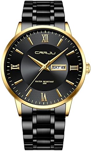 CRRJU muški modni Luksuzni satovi od nehrđajućeg čelika za muškarce poslovni Auto datum hronograf Analogni kvarcni ručni satovi