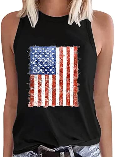 4. jula tenkovi za žene američke zastave Ljetne casual majice bez rukava Stripes Tie-Dye Patriotic tenze