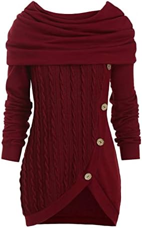 Ženski džemper čvrsti botton Pachwork asimetrični vrhovi džemper patchwork nepravilnog pletenog