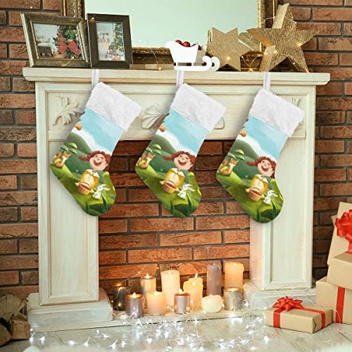 Pimilagu Girls i male životinje Božićne čarape 1 pakovanje 17.7 , viseći čarape za božićnu ukrasu