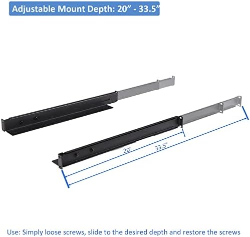Aeons 1U rack šine za teške uslove rada Podesiva dubina montiranja 20-33.5 inča univerzalna 4-Post Rack