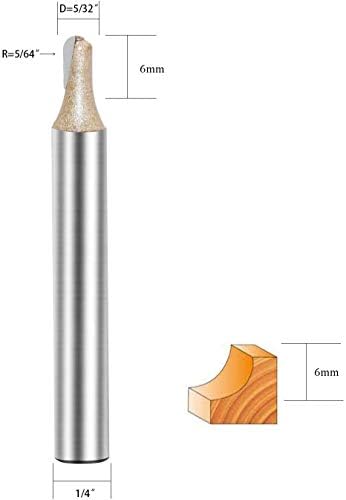 1/4-inčni drška, 5/32-inčni rezni prečnik,žljeb sa Karbidnim vrhom & nbsp;kutija za okruglo jezgro nosa 4 kom 