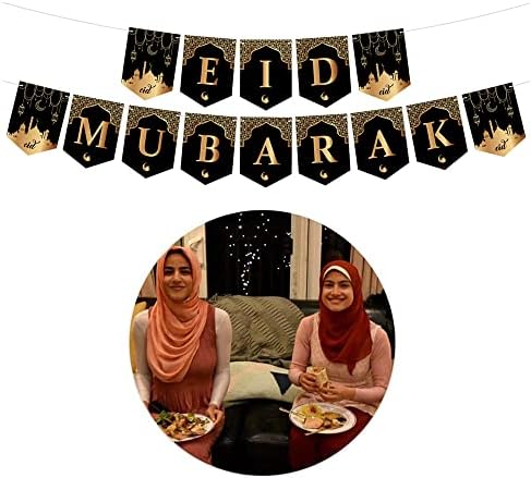 Eid Mubarak ukrasi za zabavu Crni i zlatni Eid Mubarak Banner Plus Eid Mubarak Party Balloons