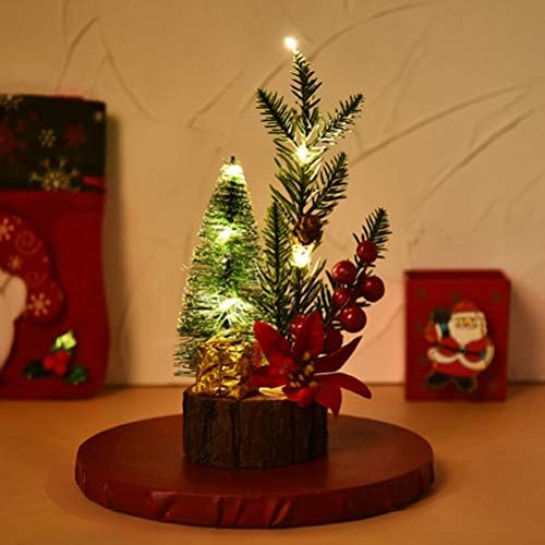 Bestoyard 2pcs TABLETOP mini božićno svjetlo za svjetlo baterija opetozno drvce sa drvenim
