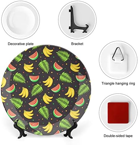 Watermelon banane i palma Smiješna kost Kina Dekorativna ploča okrugla keramičke ploče plovilo sa postoljem