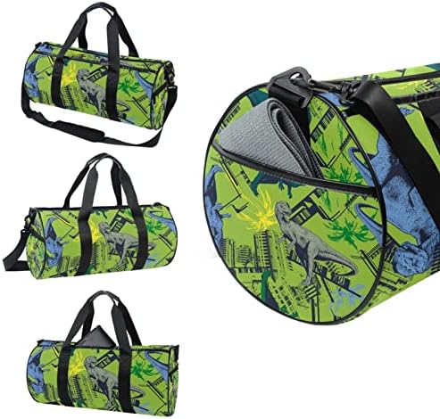 MaMacool Dinosaur Green Pattern Duffel torba za nošenje preko ramena platnena putna torba za teretanu