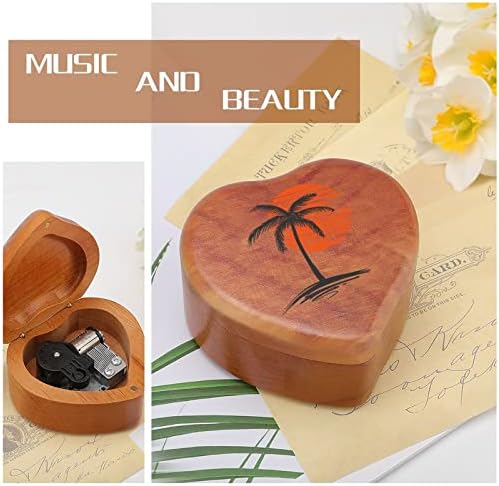 Plaža Palm Drveće šumovirane muzičke kutije Vintage ugravirana srčana muzička kutija Poklon za