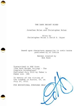 Anna Hathaway potpisan autogram Mračni vitez poraste puni filmski scenarij - Batman, Christian Bale, Christopher