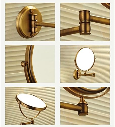 DW & amp;HX ogledalo za šminkanje u kupaonici, bakarno 8-inčno zidno dvostrano okretno proširivo ogledalo