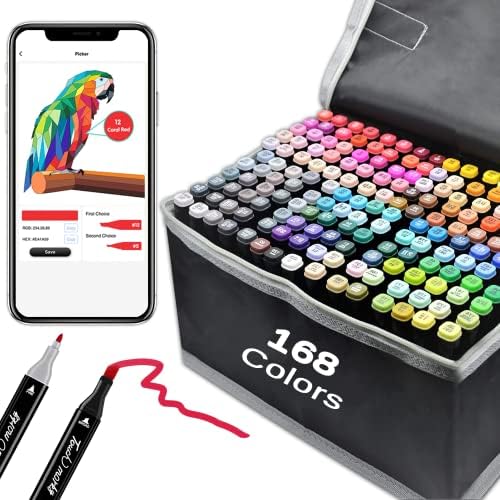 SiwaQio 170 boja alkoholni markeri sa ekskluzivnom aplikacijom za bojenje-Dual Tip Art markeri umjetnici