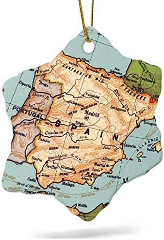 3 inčni karta Španija ukrasi Vintage Retro karta grada okrugli Božić ukrasi za djecu Dječaci Djevojčice viseći ukrasi za božićno drvce ukras Božić Party Dekoracije