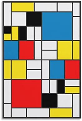 Pravougaoni kvadratni geometrijski sastav Piet Mondrian figurativna apstrakcija Umjetnost svjetski poznati pa canvas Wall art Prints for Wall Decor soba Decor spavaća soba Decor pokloni 24x36inch Unframe-s