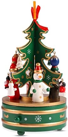 Socuy Musical Box Christmas Tree Wood Music Box Mini Rotirajuća muzička kutija Xmas Party Poklon