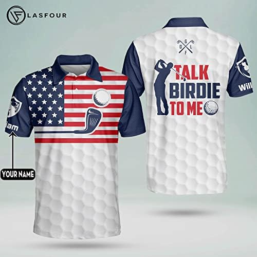 Lasfour personalizirane smiješne golf majice za muškarce, lude golf majice za muškarce Amerika zastava Muške