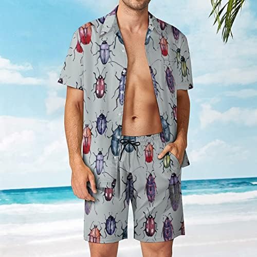 Bug Bug Bug Muška 2 komadna plaža Havajan gumb niz majicu kratkih rukava i šorc odijela